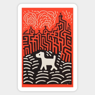 Riso-graphic Dog's Joyful Field Sticker